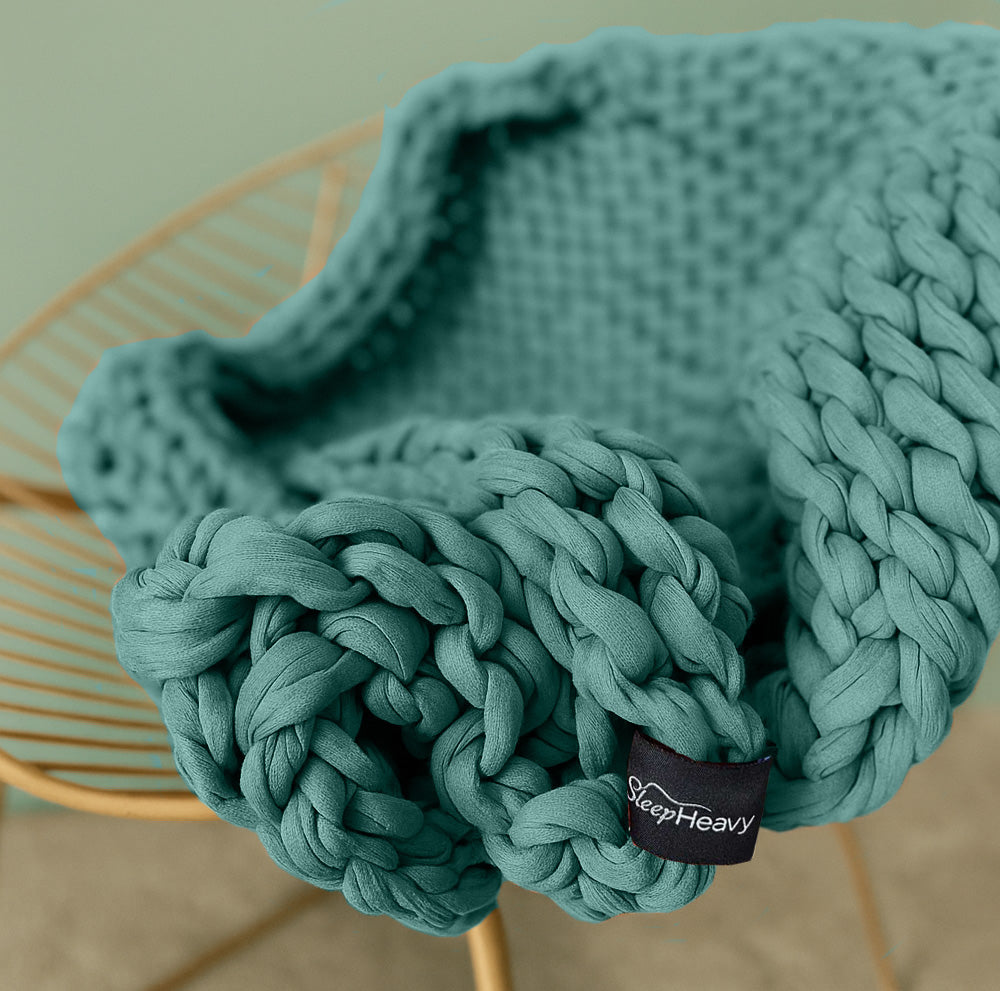 Chunky Knit Weighted Blanket - Green