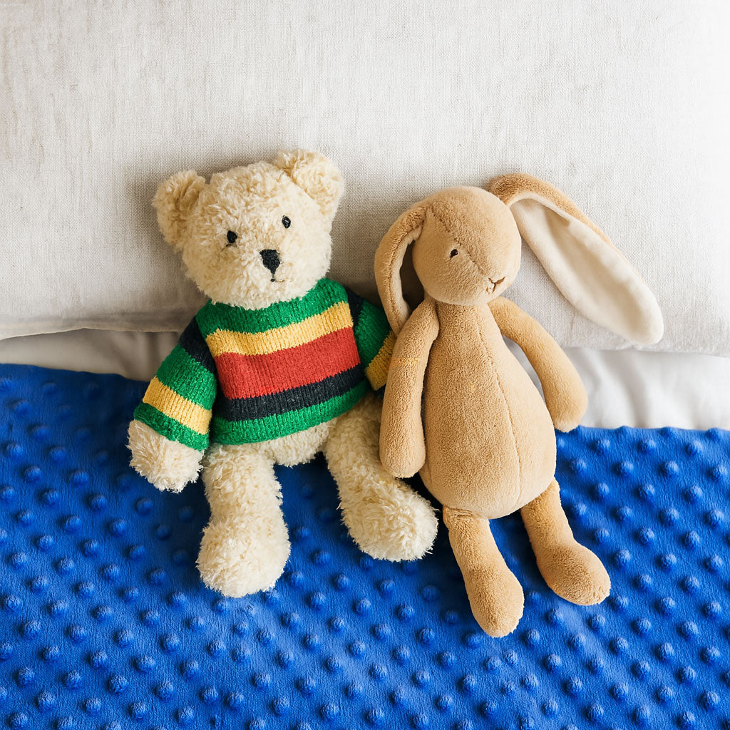 Blue Mink with Sensory Dots weighted blanket kids sleep heavy nz