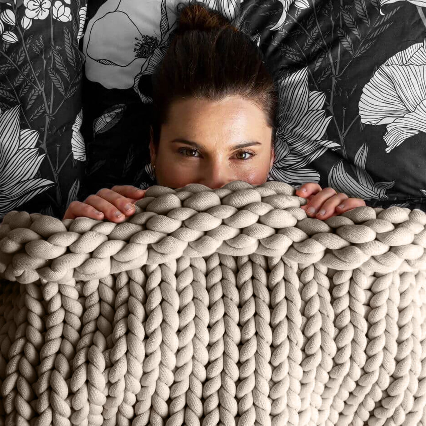 Chunky Knit Weighted Blanket - Natural