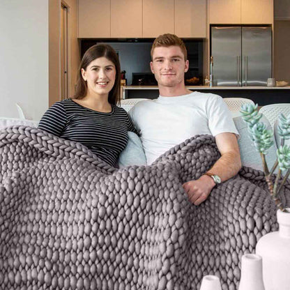 Chunky Knit Weighted Blanket - Grey